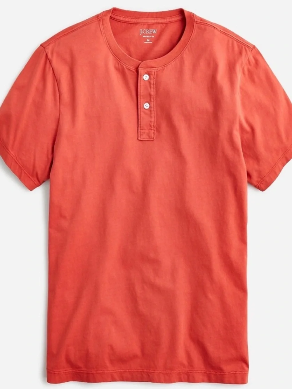 NWT, J. Crew Red Broken In Short-Sleeve Henley, Cotton Jersey, Size XL